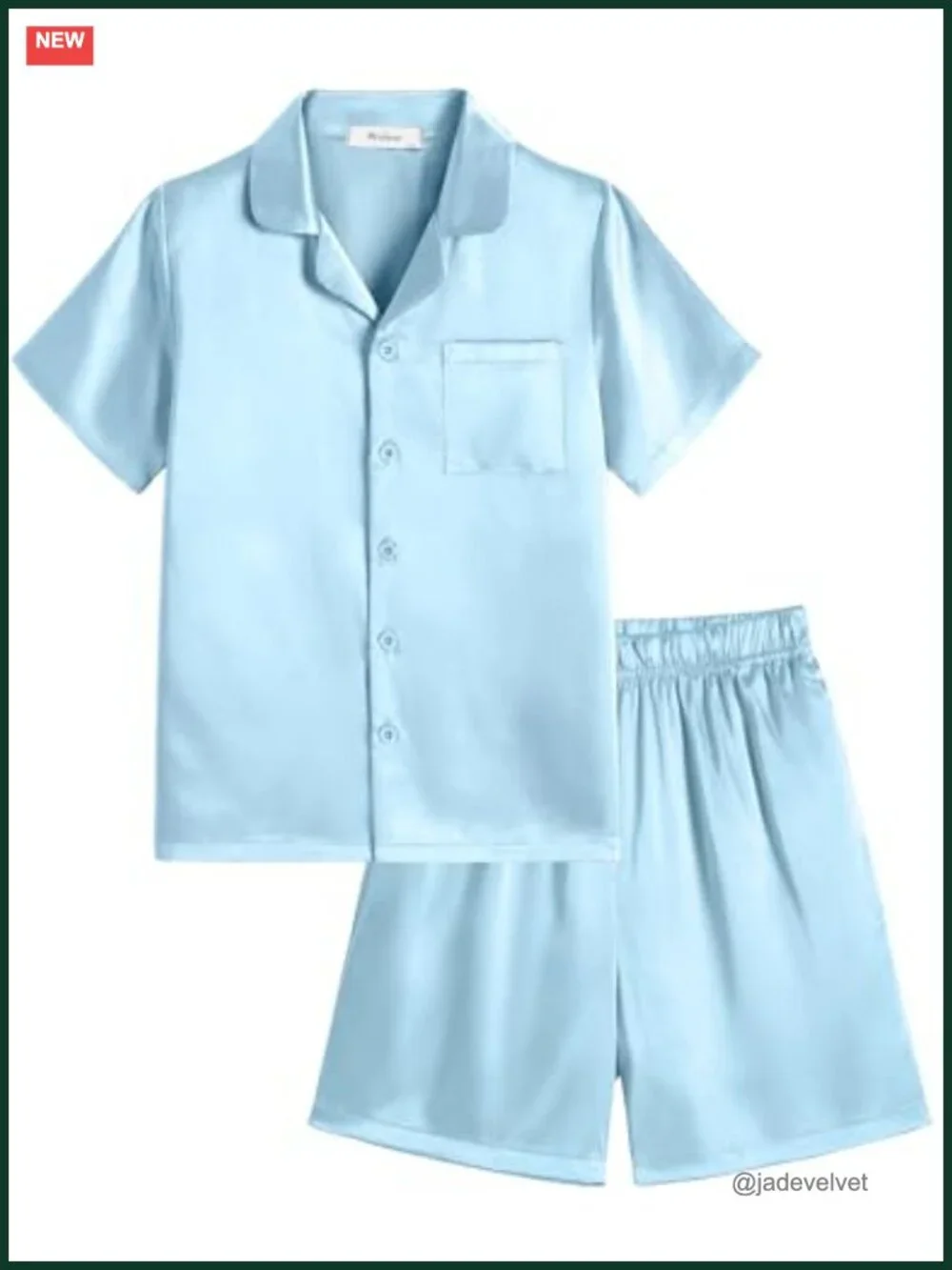 Kids Silk Pajama Set Short Sleeve Button Down Satin Pjs 2 Piece